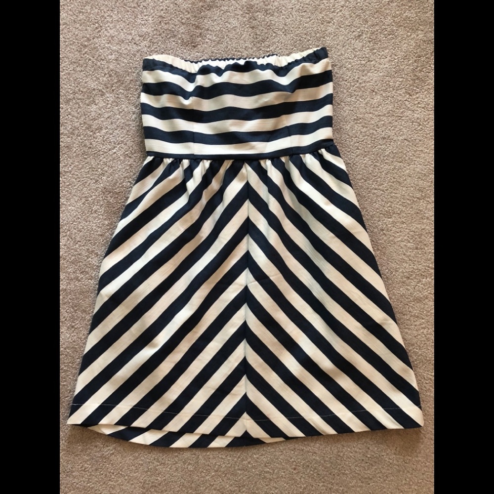 Navy/White Striped Dress w/ Pockets